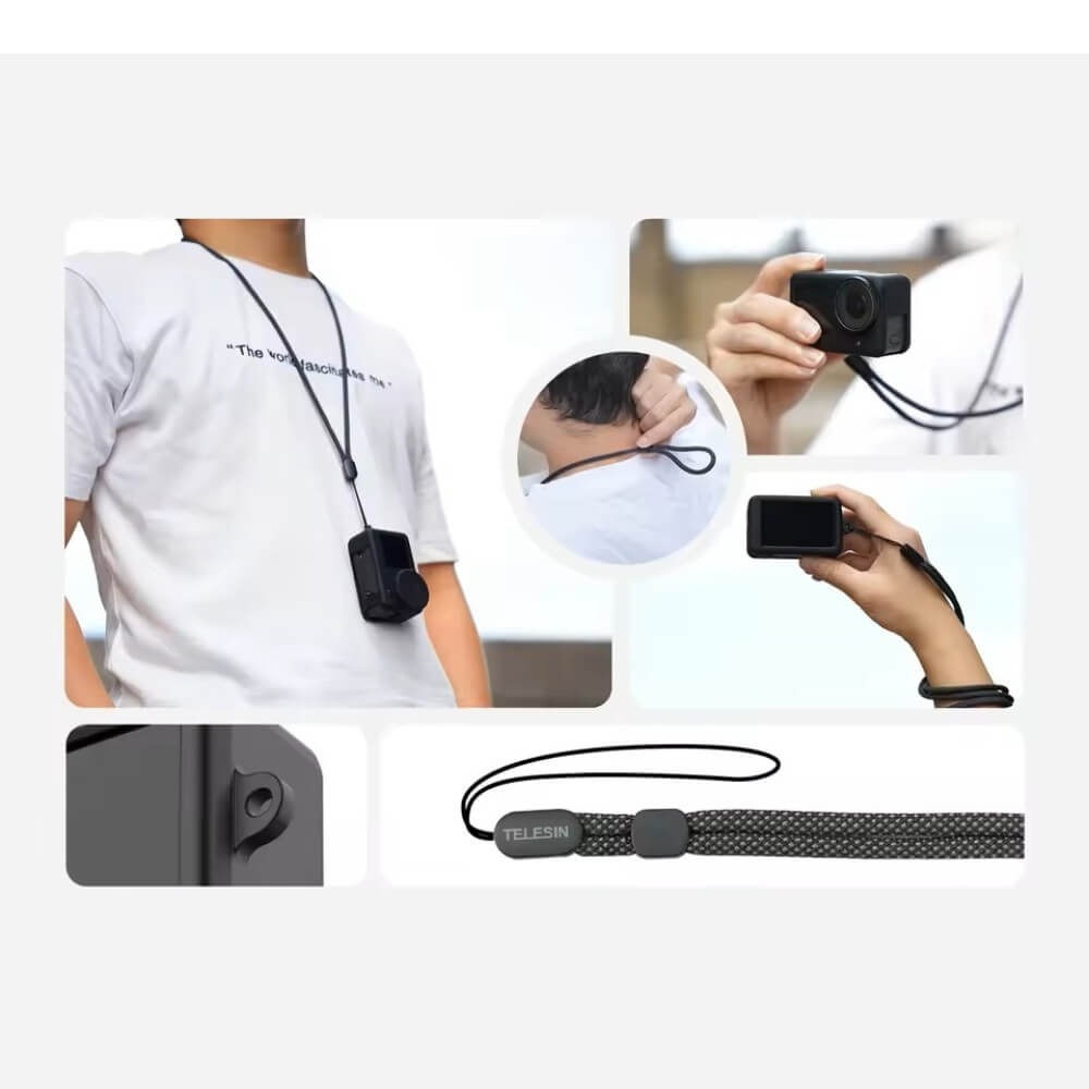 Capa de Silicone para Câmera DJI Osmo Action 5 Pro / 4 / 3 - Telesin Cor: Preto