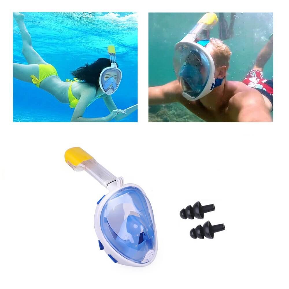 Máscara Mergulho Livre Snorkeling Full Face para GoPro Tamanho S/M