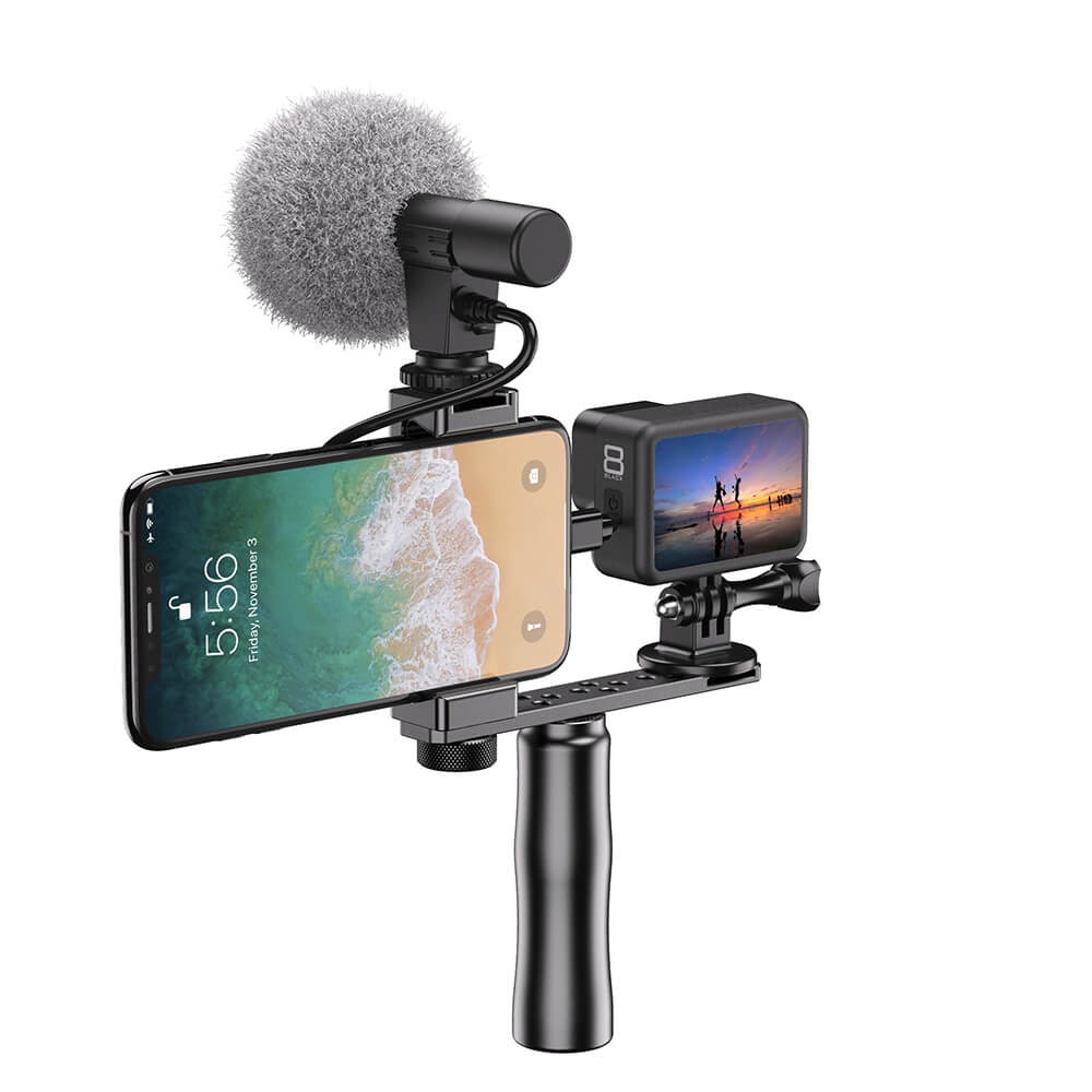 Kit Vlog para Celular (Bastão + Suporte + Placa de Montagem) - Apexel