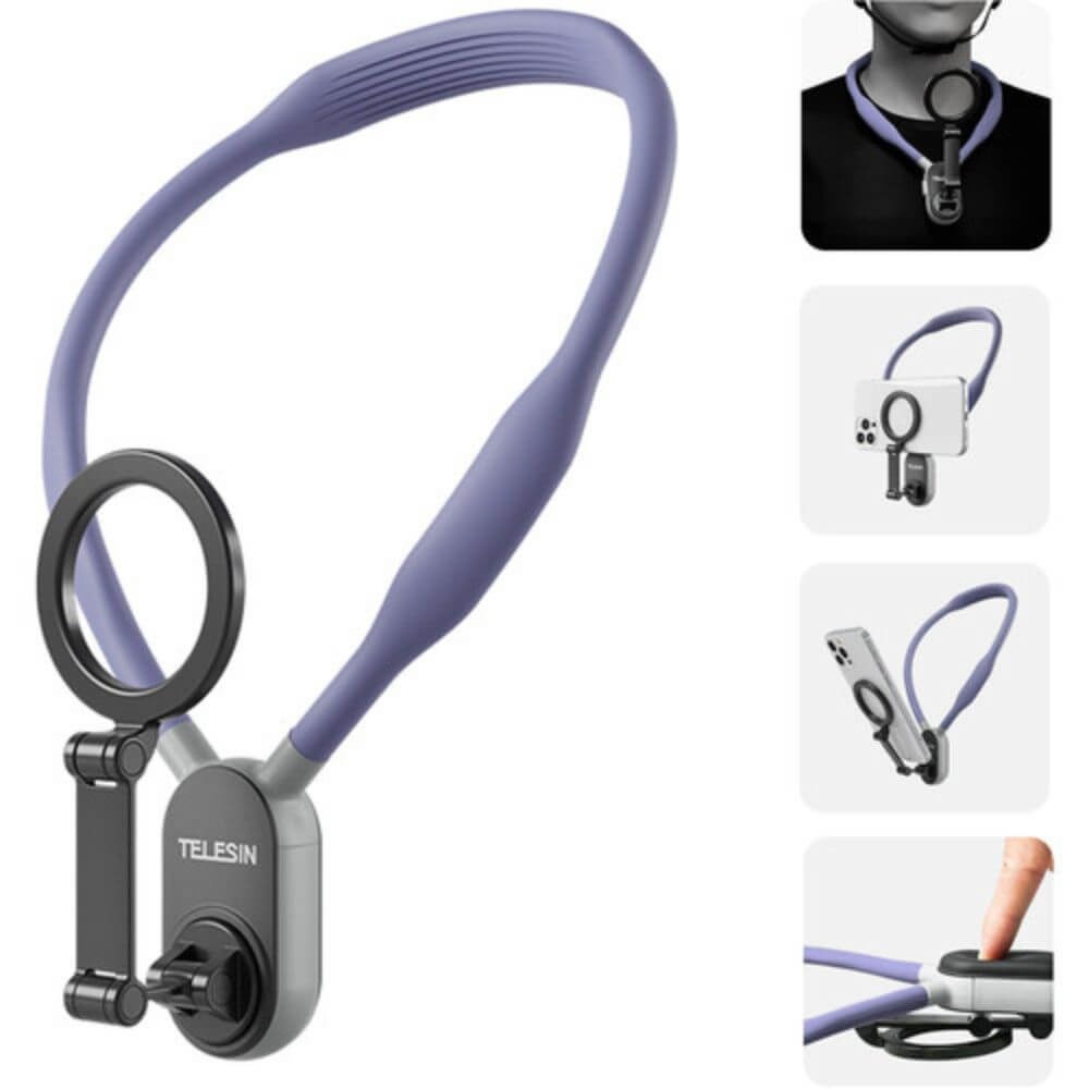 Alça de Pescoço com Suporte Magnético para Celular - Telesin Cor Azul