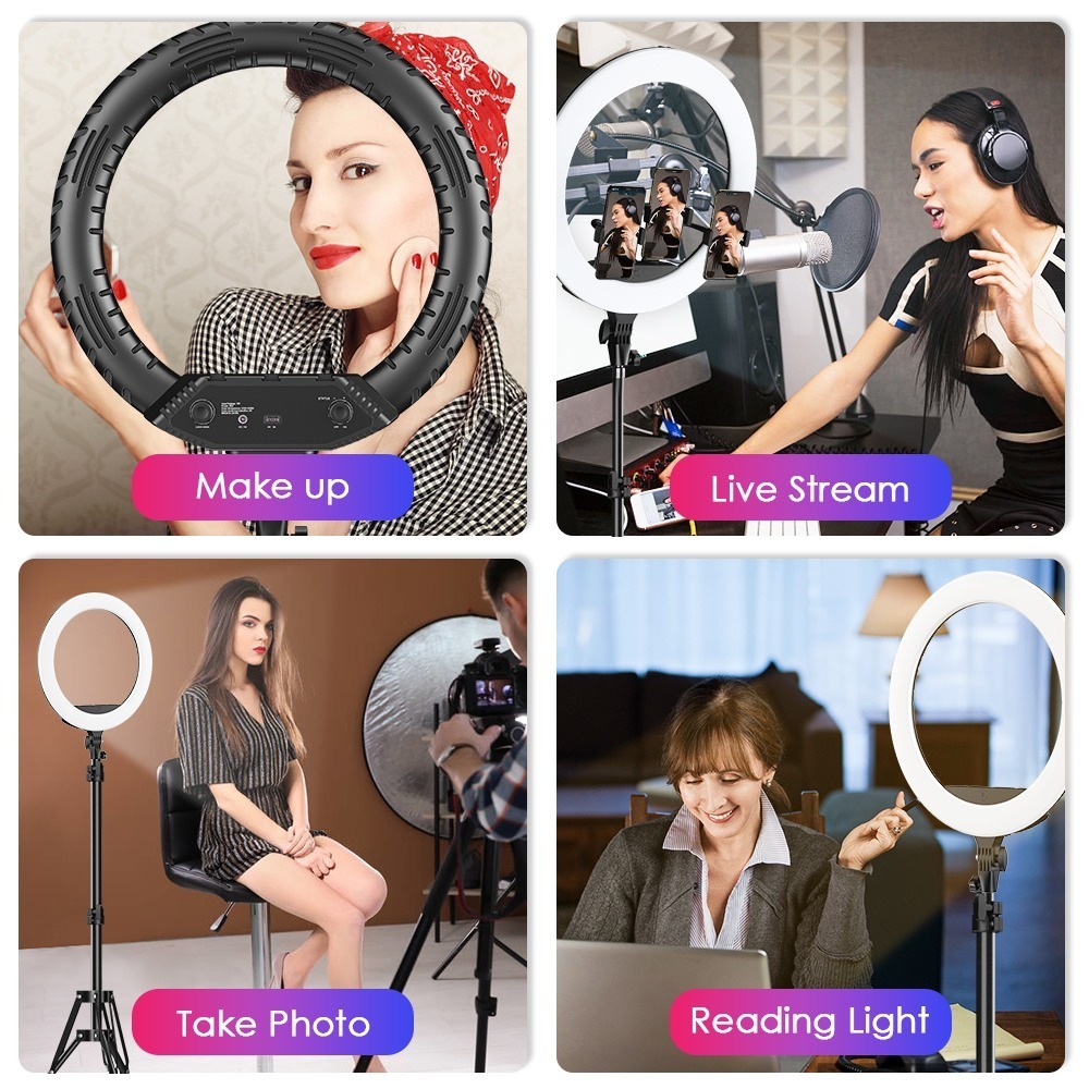 Iluminador Circular de Led Ring Light 45cm com Tripé de 2m - Apexel