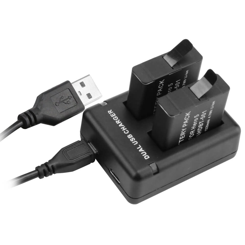 Carregador Duplo para GoPro Hero 5 6 7 8 Black e Hero 2018