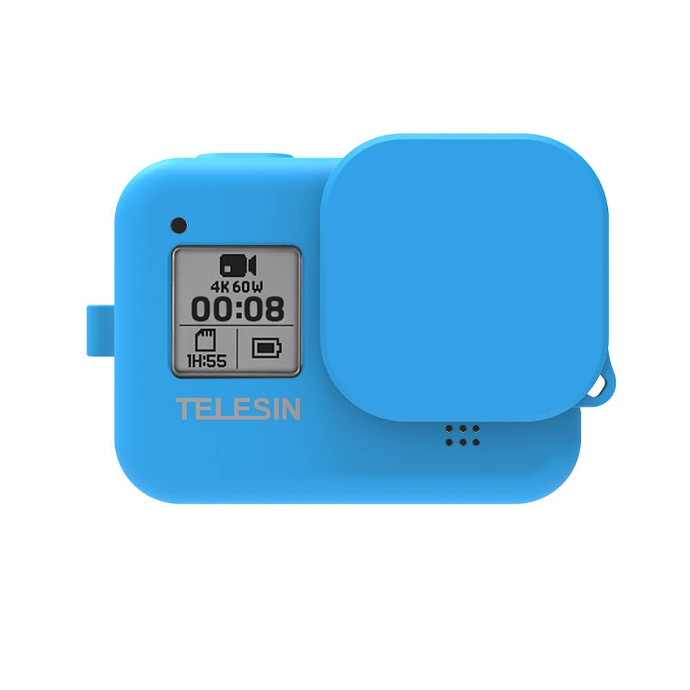 Capa de Silicone para GoPro Hero 8 Black + Cordão + Tampa - Telesin
