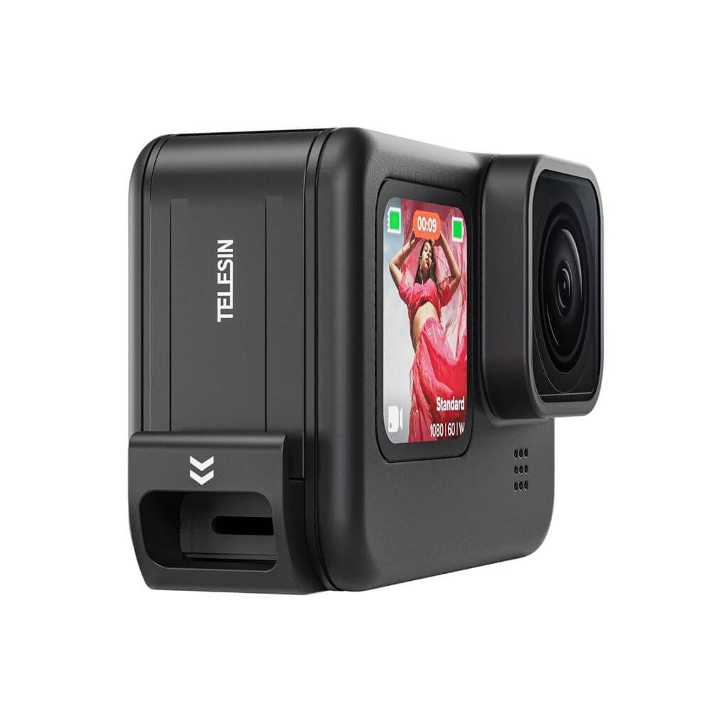 Porta Lateral para GoPro Hero 13 / 12 / 11 / 10 / 9 Black com Abertura - Telesin