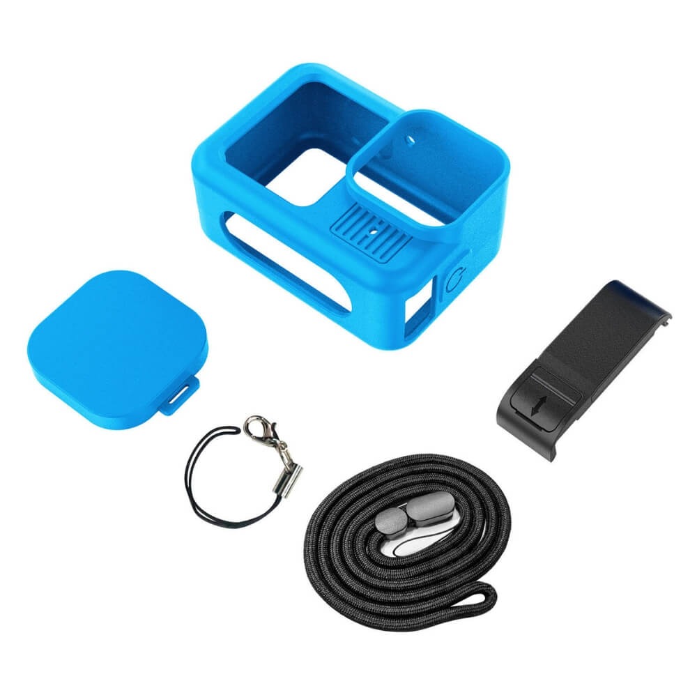 Capa de Silicone para GoPro Hero 13 Black + Tampa para Lente + Porta Cor: Azul