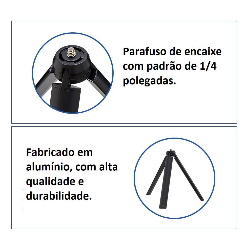 Tripé para Câmeras e Equipamentos com Encaixe 1/4 Polegadas