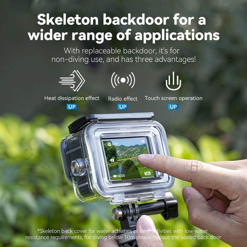 Caixa Estanque para GoPro Hero 13 / 12 / 11 / 10 / 9 Black com Tampa Extra - Telesin