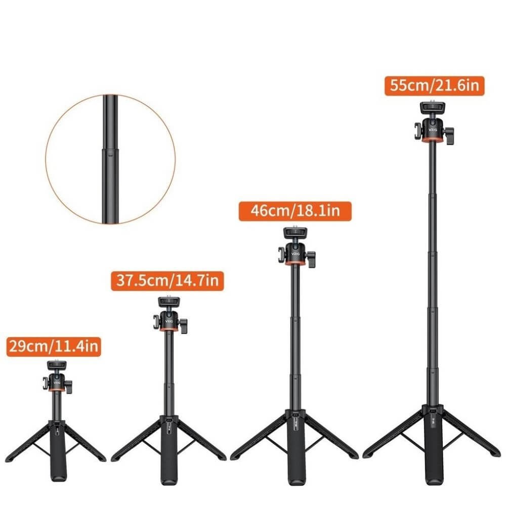 Tripé e Bastão Extensível para Câmera Mirroless e Compactas - VRIG