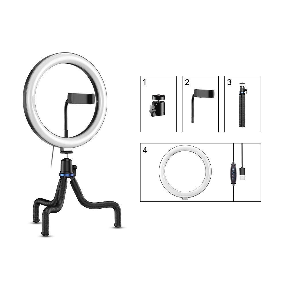 Iluminador Circular de Led Ring Light 26cm com Tripé Flexível - Apexel