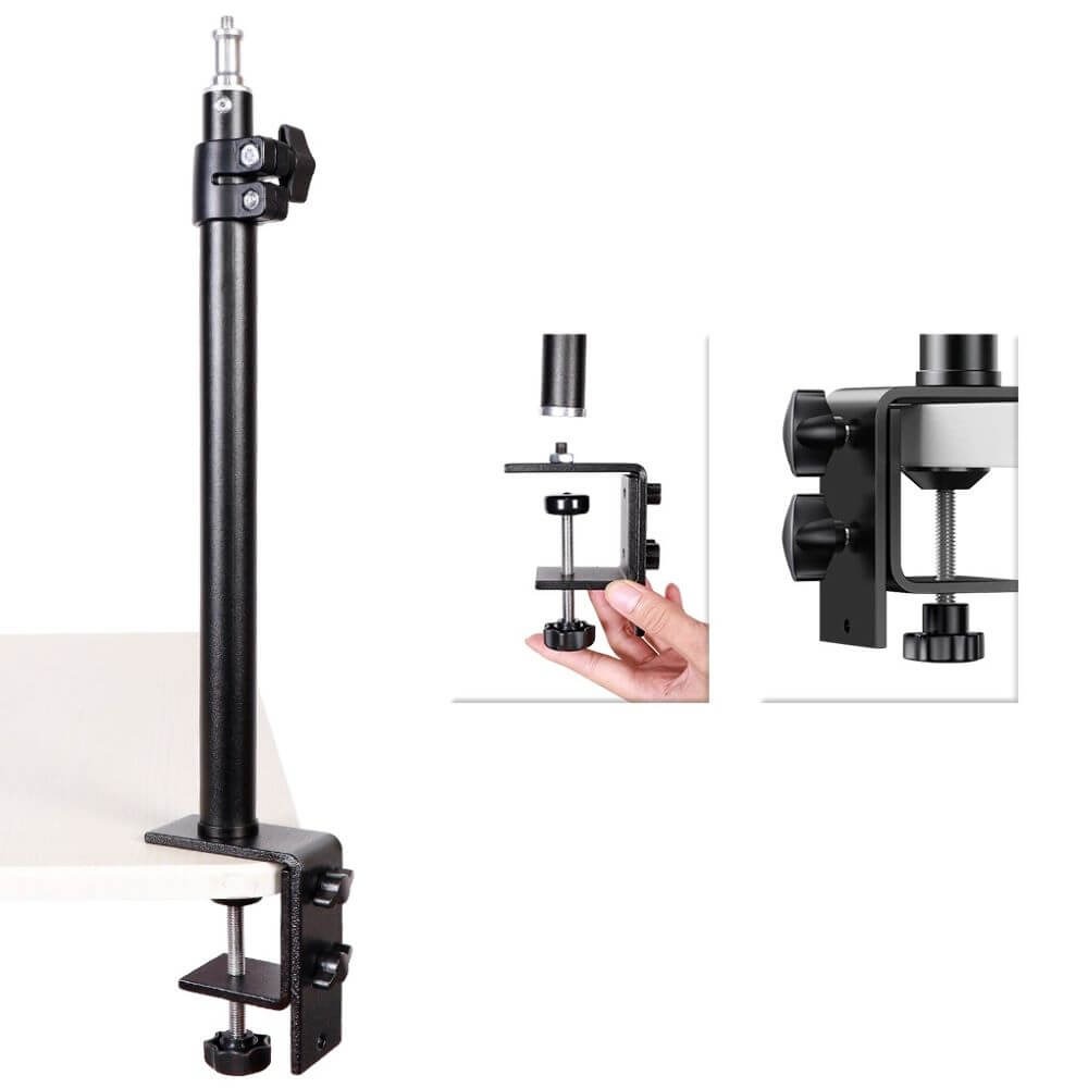 Suporte de Mesa para Iluminação e Câmeras Encaixe 1/4 Polegadas