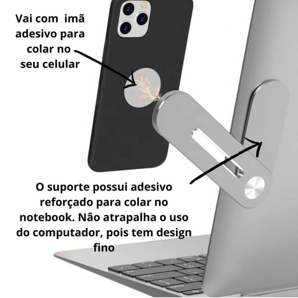 Suporte de Celular Magnético para Notebook em Alumínio