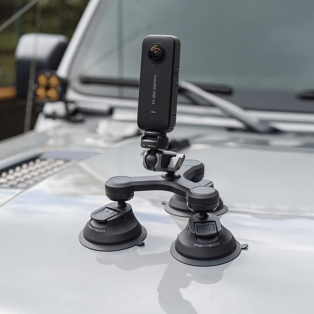 Suporte Ventosa Tripla para GoPro com Sistema Engate Rápido - Pgytech CapLock