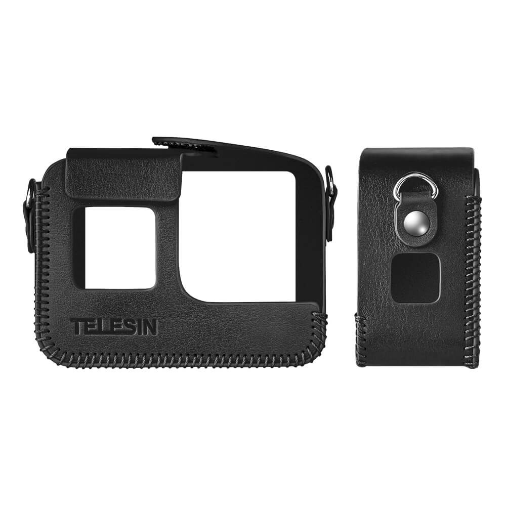 Case GoPro Hero 8 Black em Couro Sintético com Cordão Pescoço Telesin