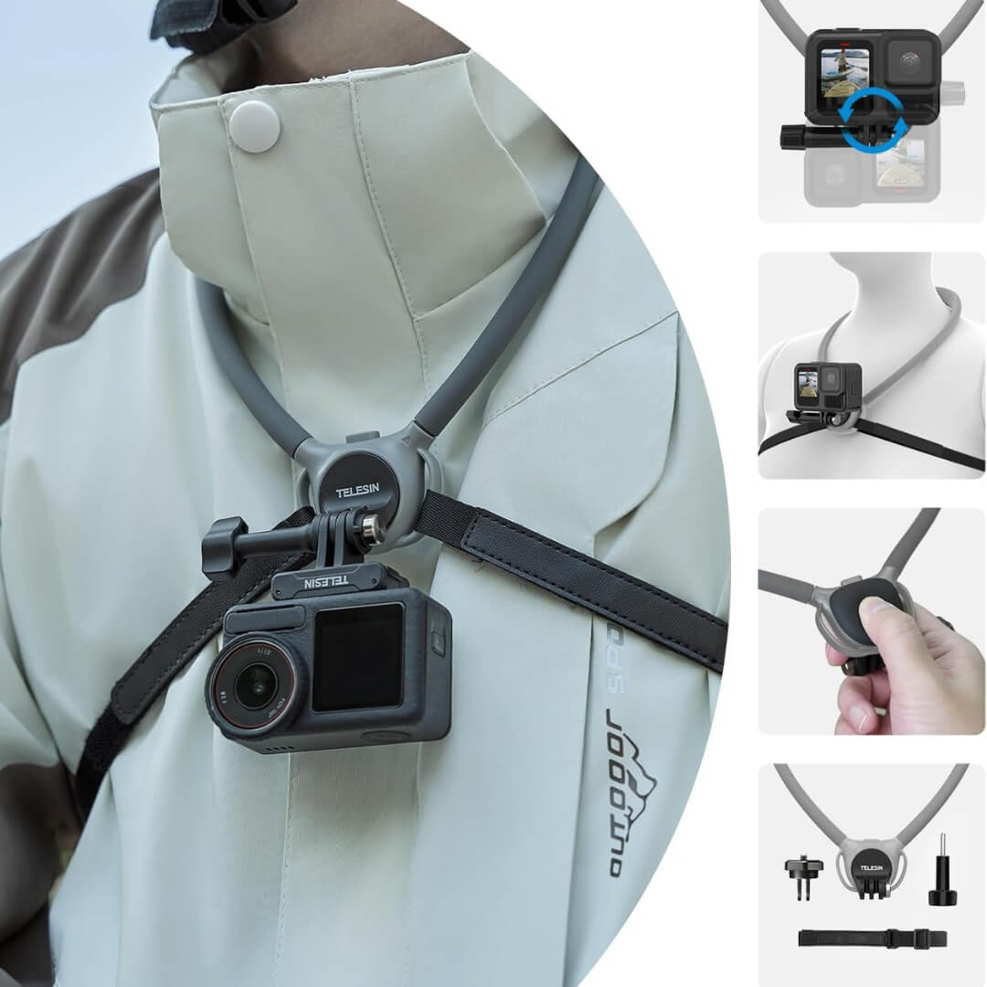 Alça de Pescoço para GoPro e Similares - Telesin Cor: Cinza Alça de Pescoço para GoPro e Similares - Telesin Cor: Cinza