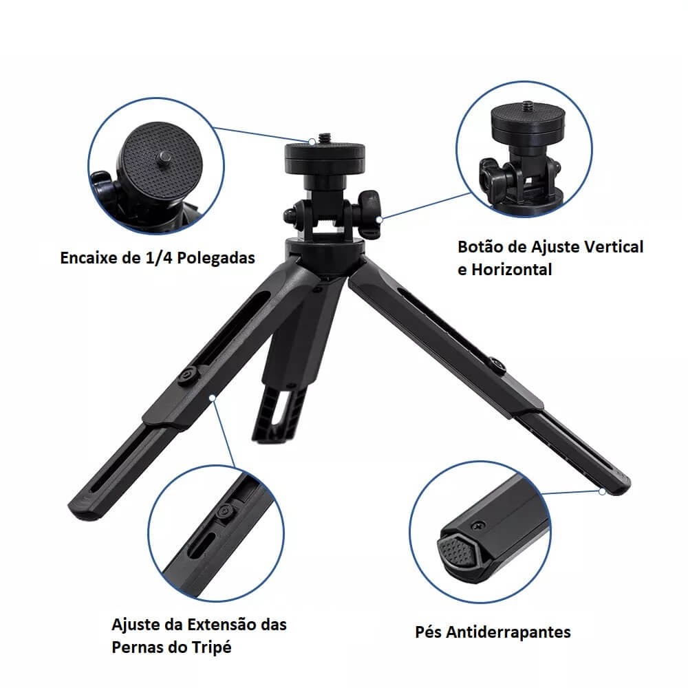Tripé Extensível para Celular e Câmeras Compactas