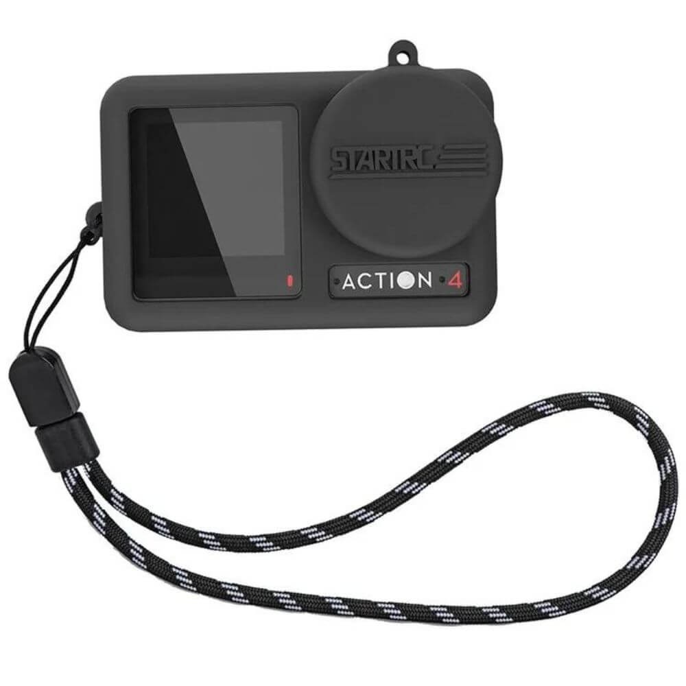 Capa de Silicone para DJI Osmo Action 3 / 4 + Cordão Pulso + Protetor de Lente - StartRC