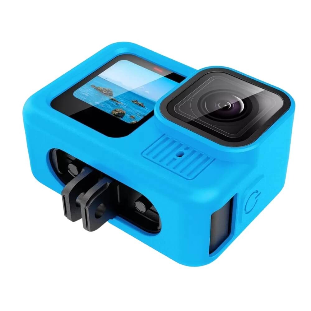 Capa de Silicone para GoPro Hero 13 + Tampa para Lente + Películas Cor: Azul