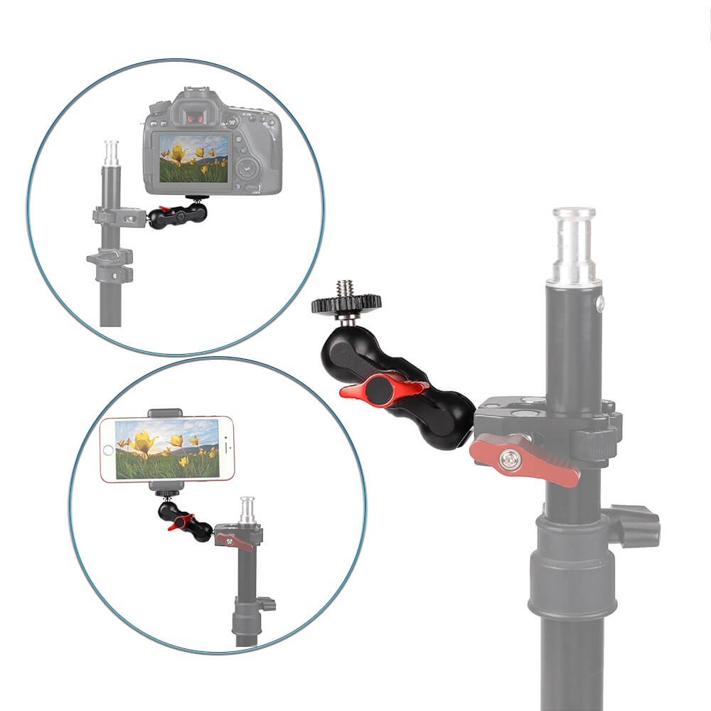 Adaptador Braço Mágico Articulável com Encaixe 1/4 Polegadas