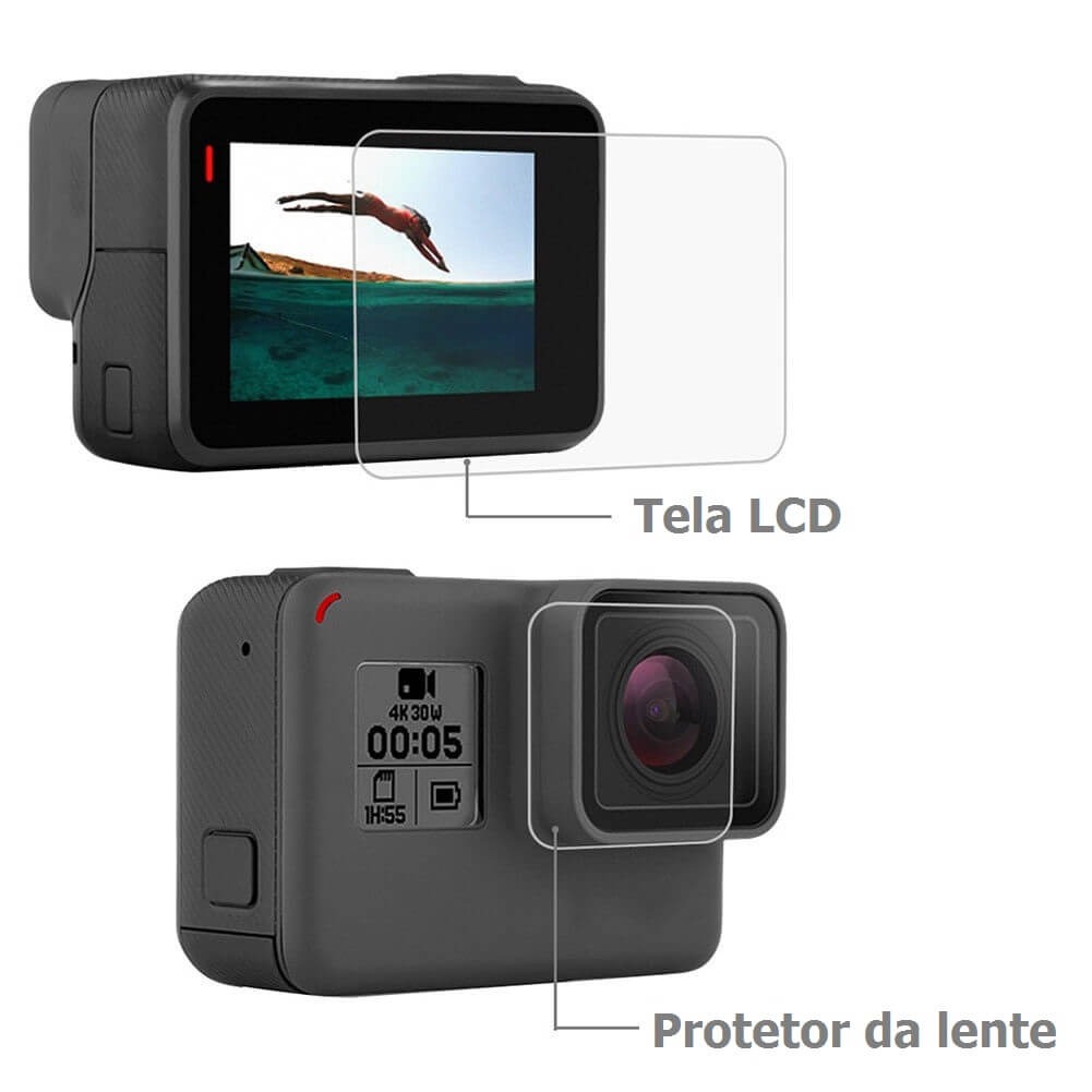 Película para GoPro Hero 5 6 7 Black e Hero (2018) Vidro Temperado