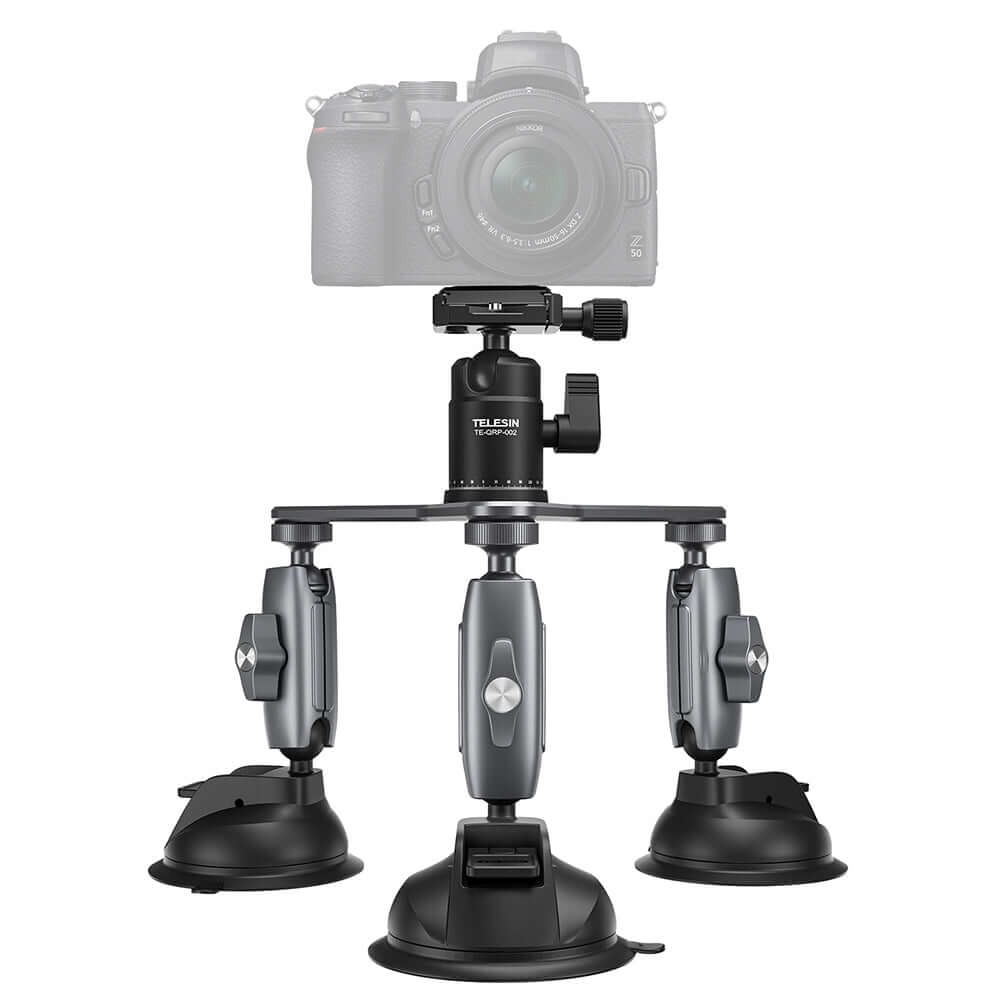 Suporte Ventosa Tripla para GoPro e Câmeras Similares - Telesin