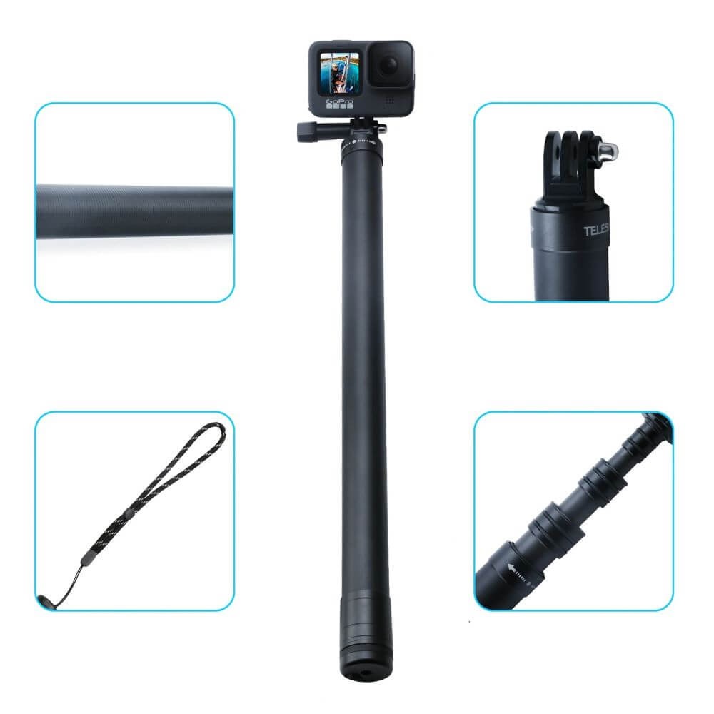 Bastão Extensor para GoPro MAX e Câmeras Similares - Telesin 3m