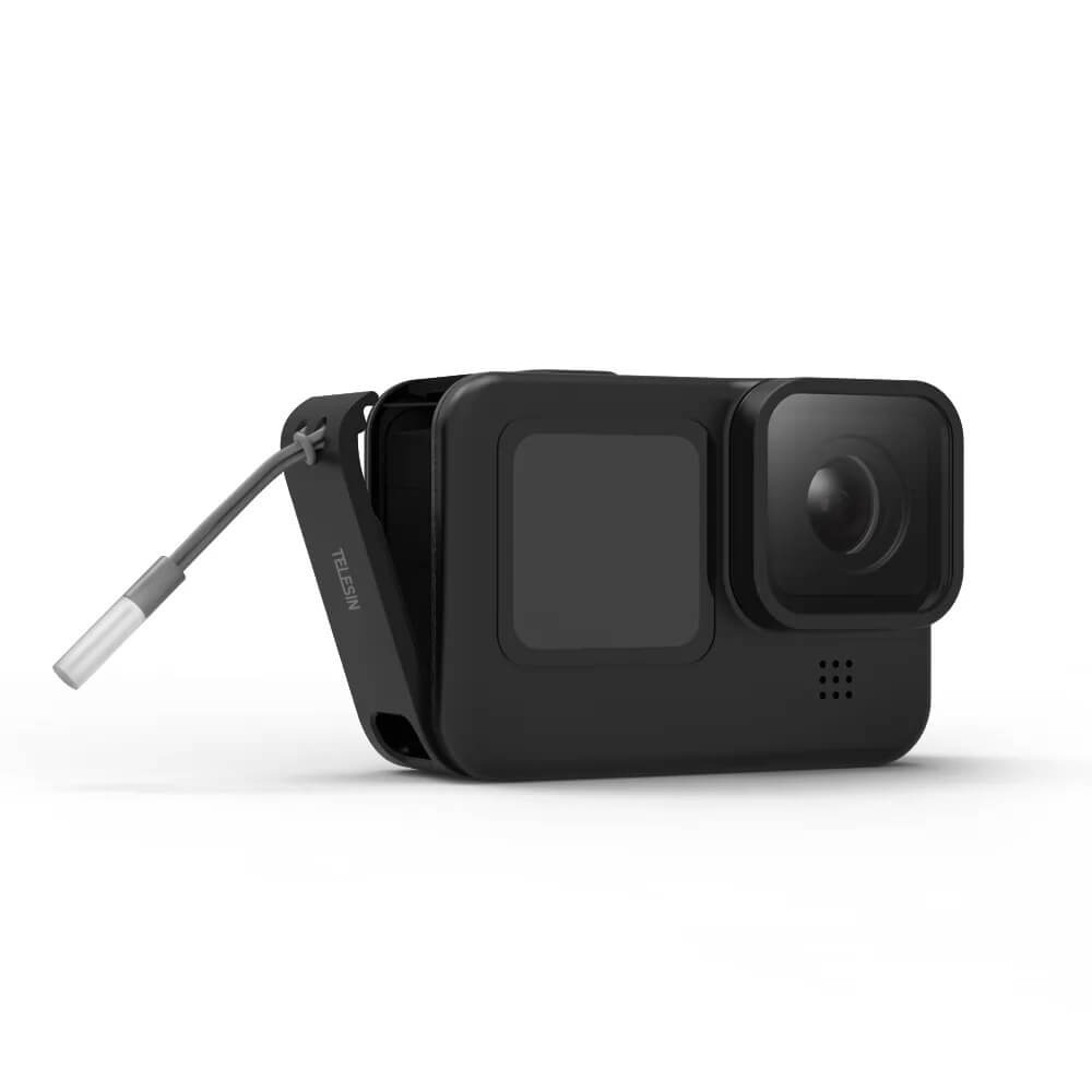 Porta Lateral para GoPro Hero 13 / 12 / 11 / 10 / 9 Black com Abertura Carregamento - Telesin