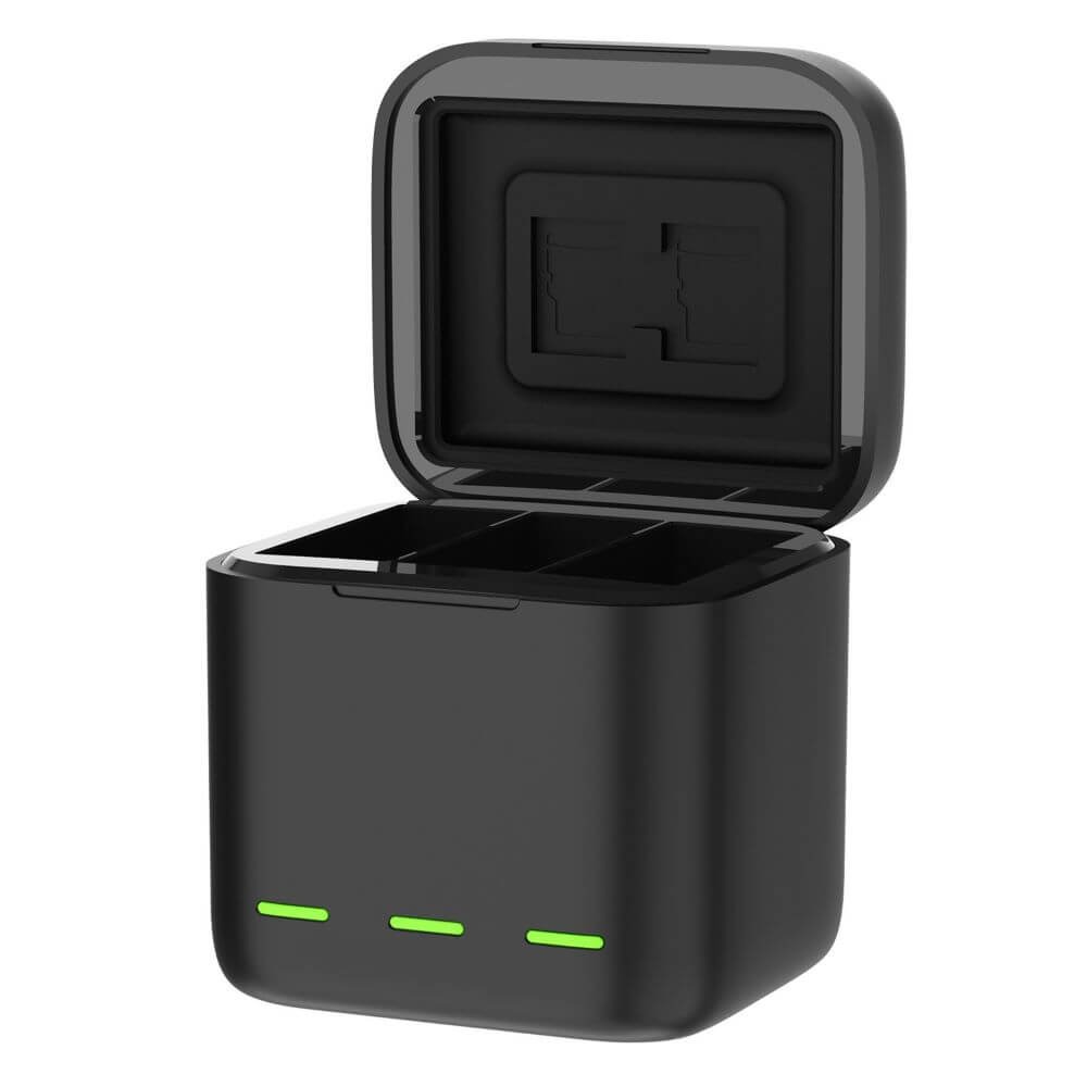 Carregador Triplo para GoPro Hero 12 / 11 / 10 / 9 Black - Telesin Box Design