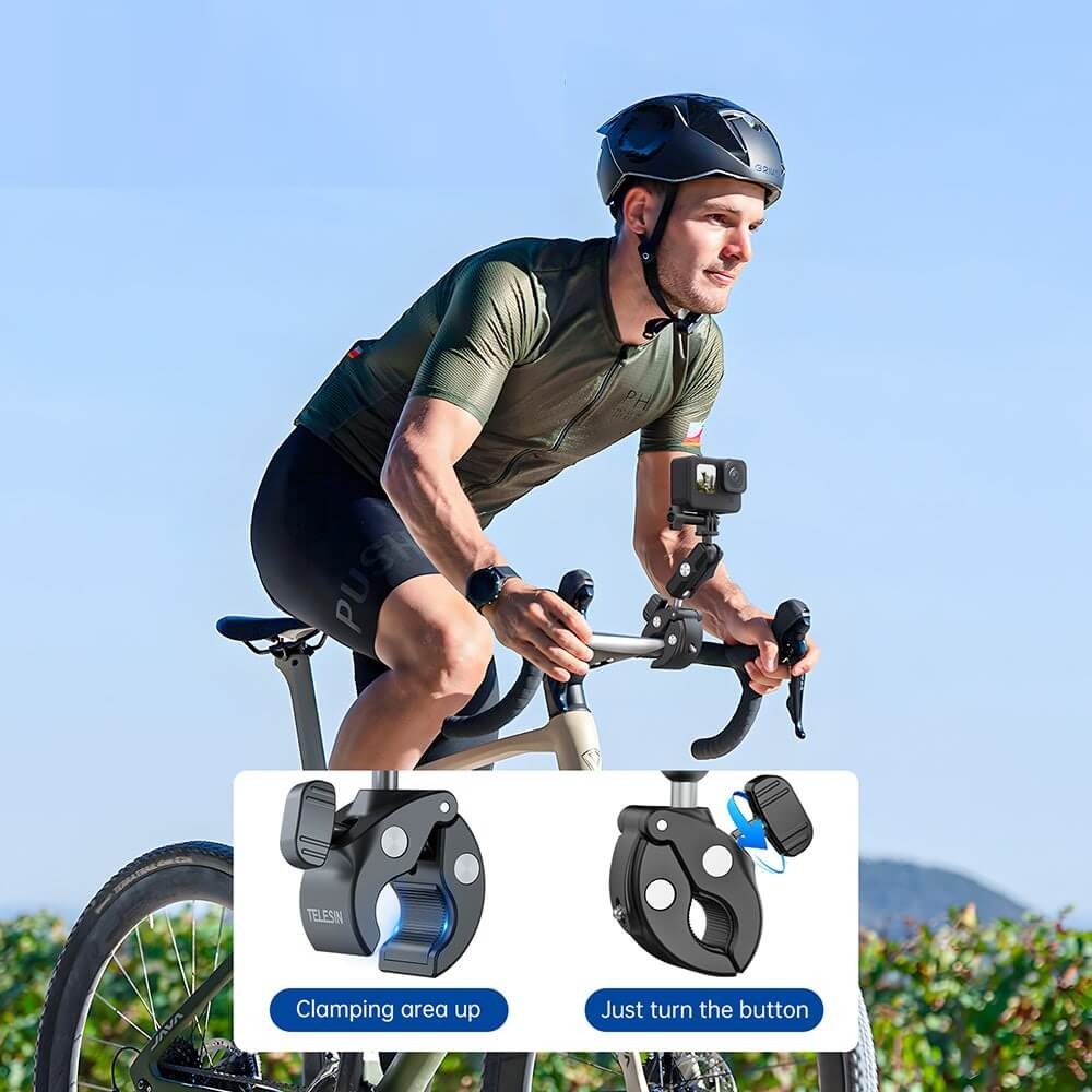 Suporte de Garra Articulável para GoPro e Câmeras Similares - Telesin