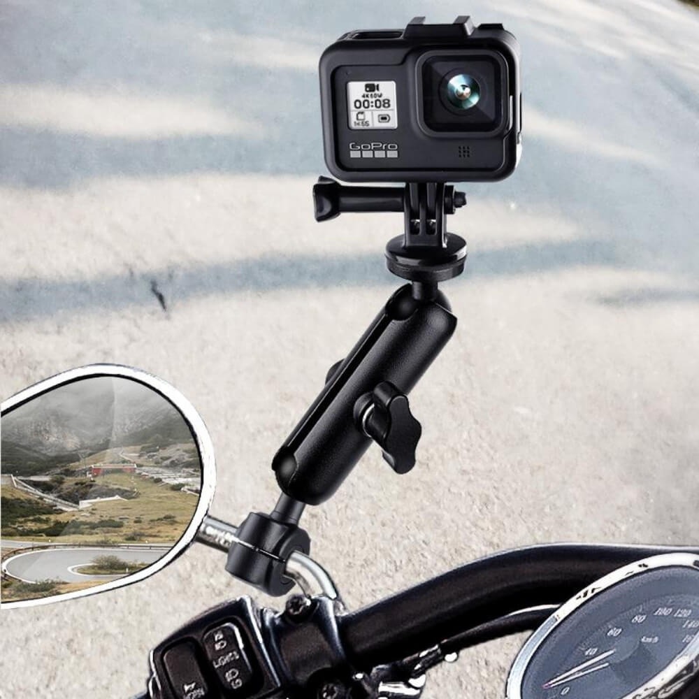 Suporte Moto Retrovisor ou Barra Tubular para Câmeras GoPro e Similares