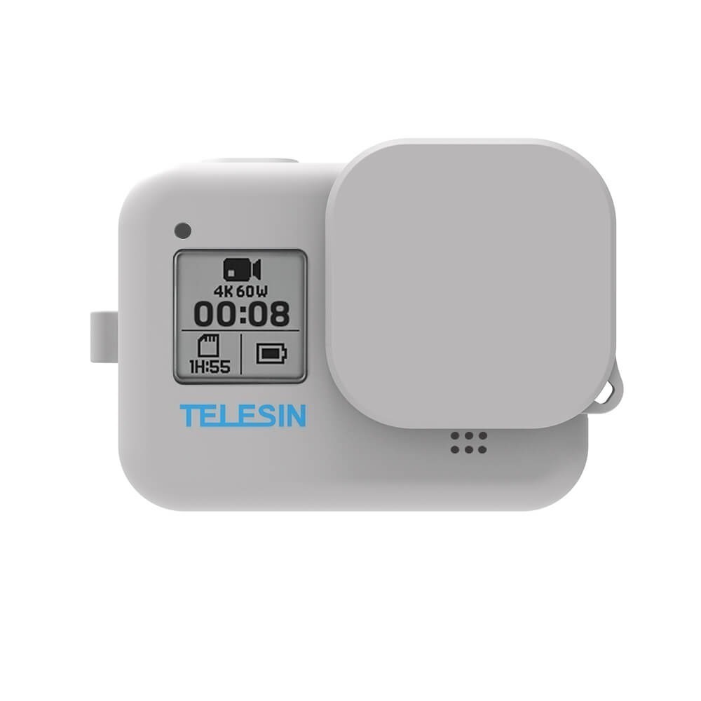 Capa de Silicone para GoPro Hero 8 Black + Cordão + Tampa - Telesin