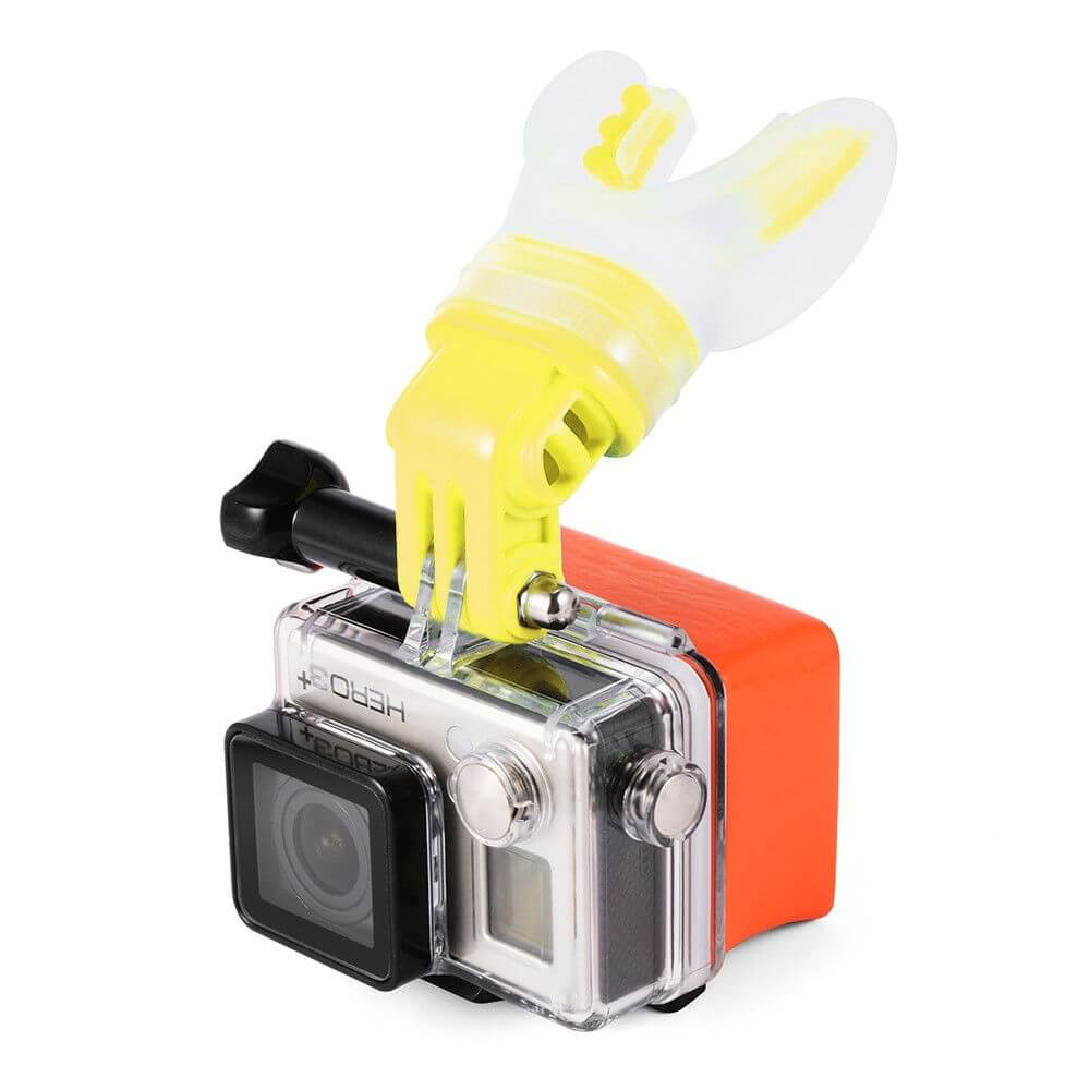 Suporte de Boca com Boia para GoPro e Câmeras Similares - Telesin Cor Amarelo