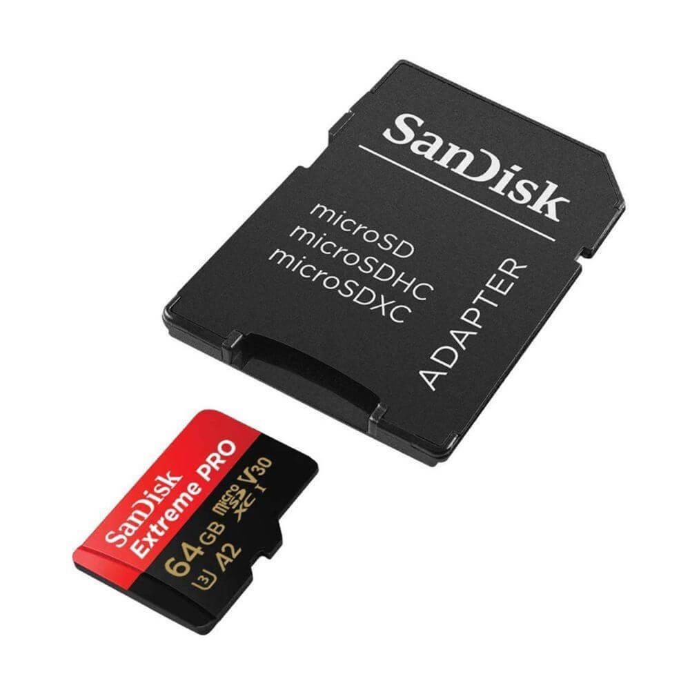 Cartão de Memória 64GB SanDisk Extreme Pro MicroSDXC 200Mb/s UHS-I V30 U3 A2