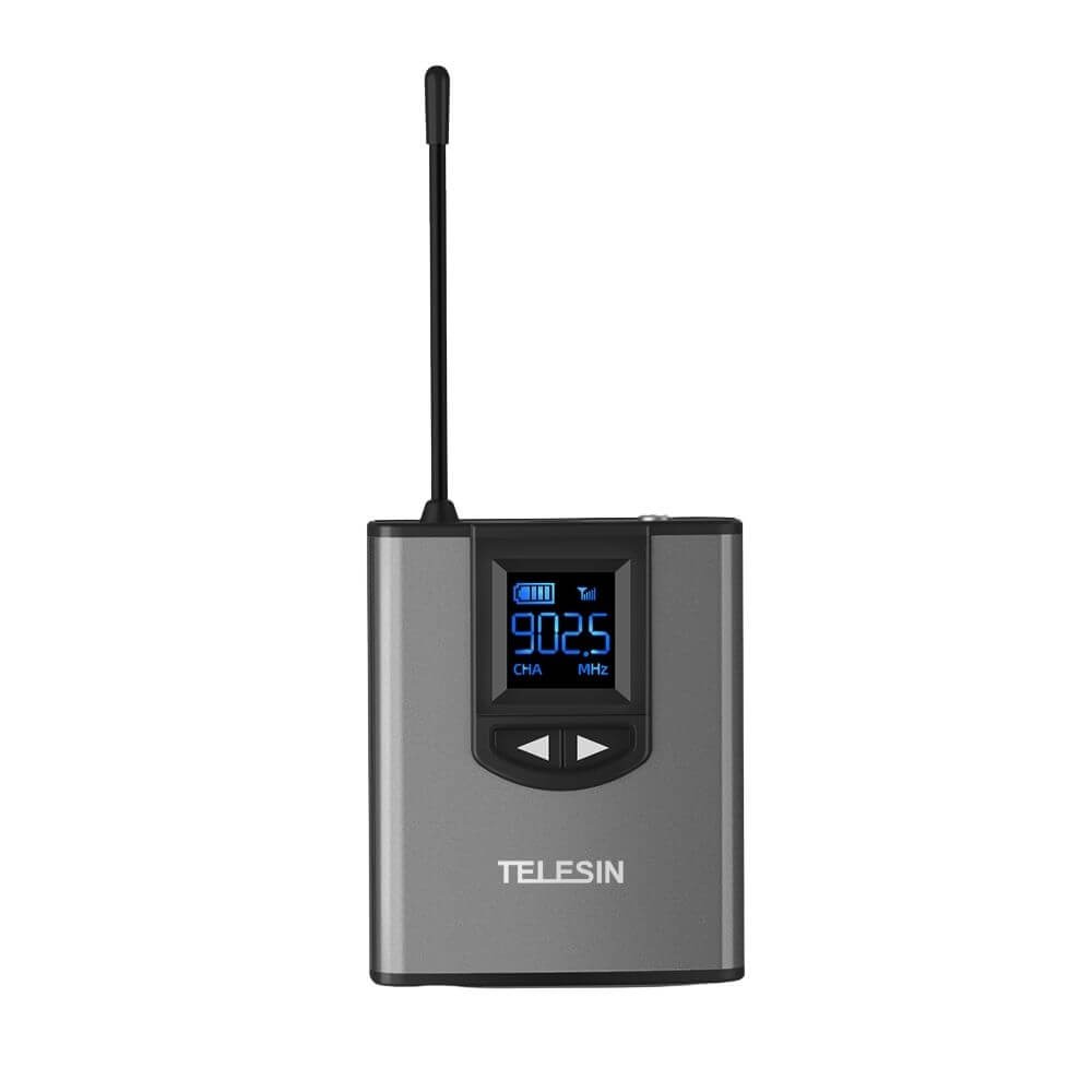 Sistema de Microfone Sem Fio com Transmissor e Receptor UHF - Telesin