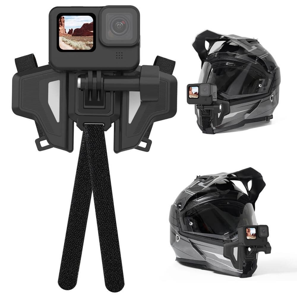 Suporte de Capacete Queixo para GoPro e Câmeras Similares - Telesin Cor Cinza