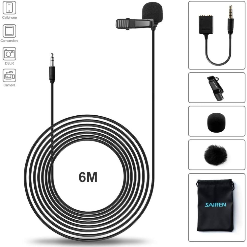 Microfone de Lapela para GoPro / Câmeras DSLR / Celular - Sairen S-Lav
