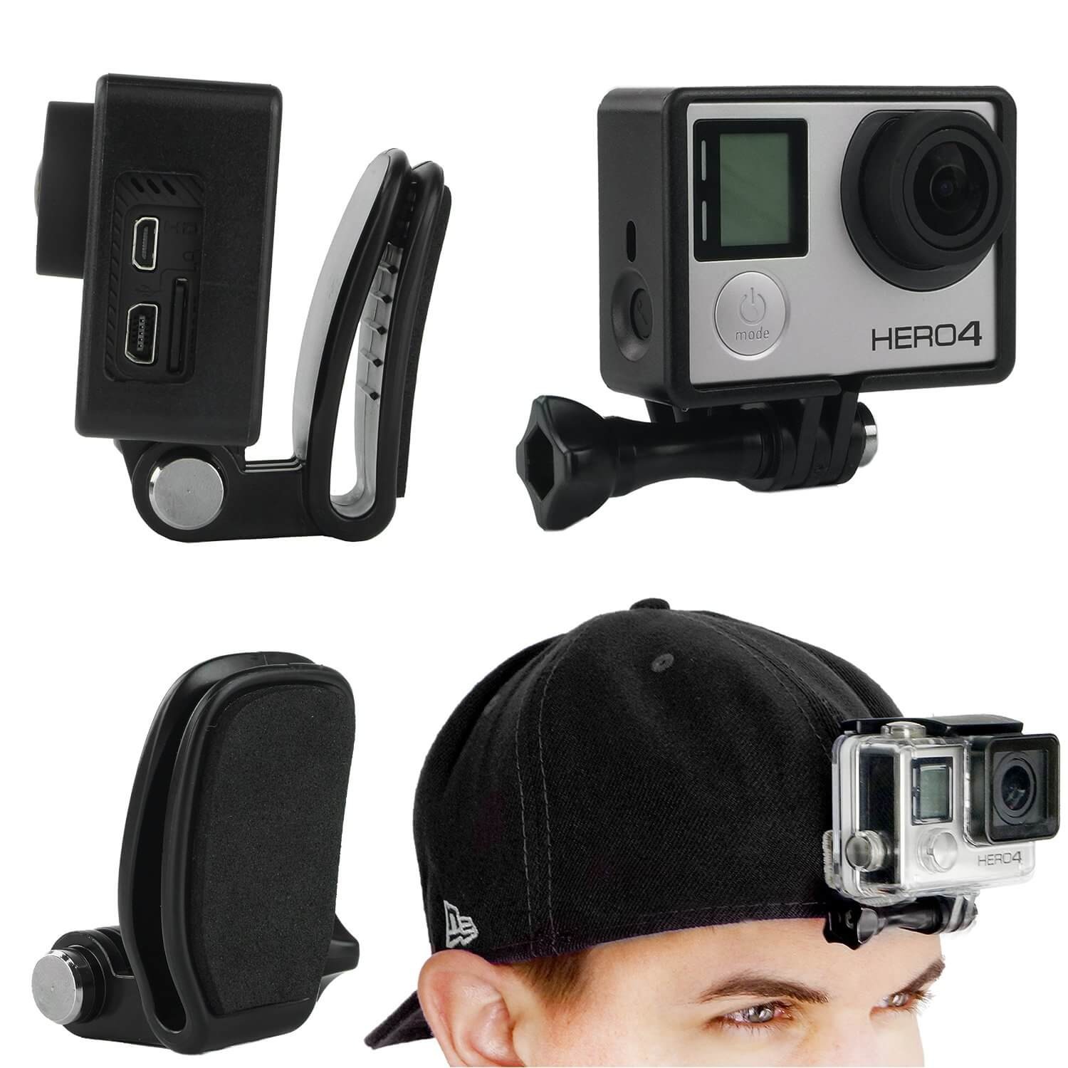Suporte Clip Para GoPro e Câmeras Similares em Bonés e Alças de Mochila