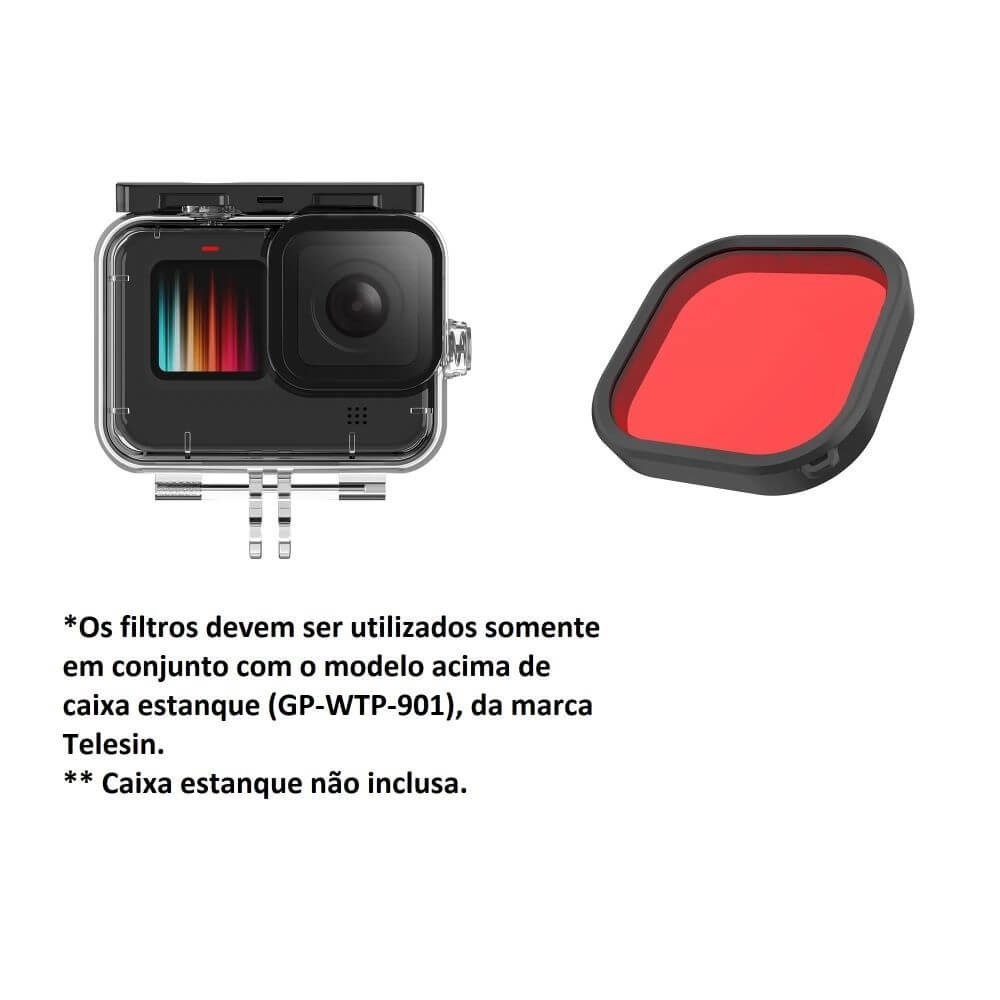 Kit Filtros de Mergulho para Caixa Estanque GoPro Hero 12 / 11 / 10 / 9 Black - Telesin