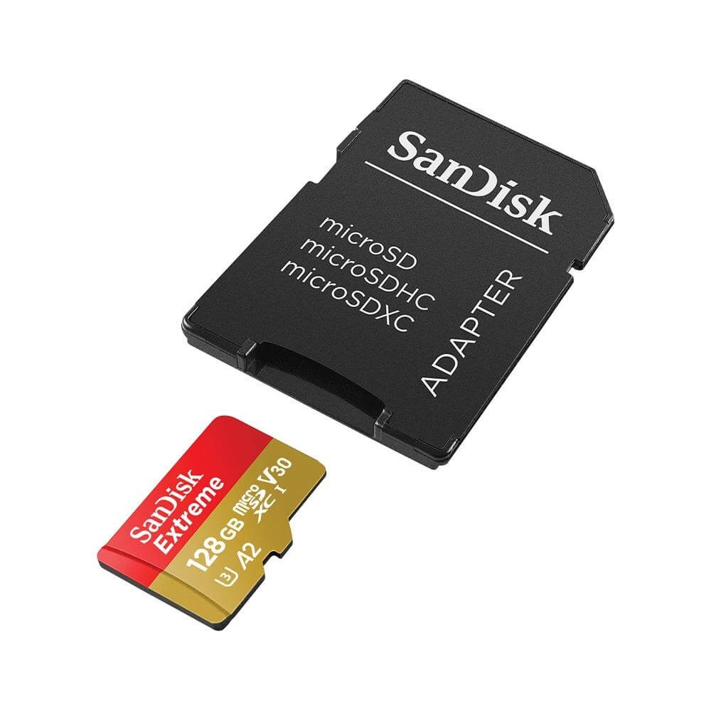 Cartão de Memória 128GB SanDisk Extreme MicroSDXC 190MB/s UHS-I V30 U3 A2