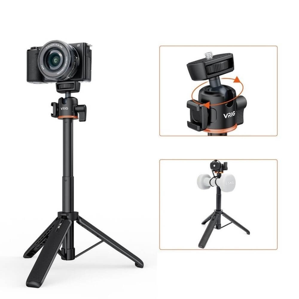 Tripé e Bastão Extensível para Câmera Mirroless e Compactas - VRIG