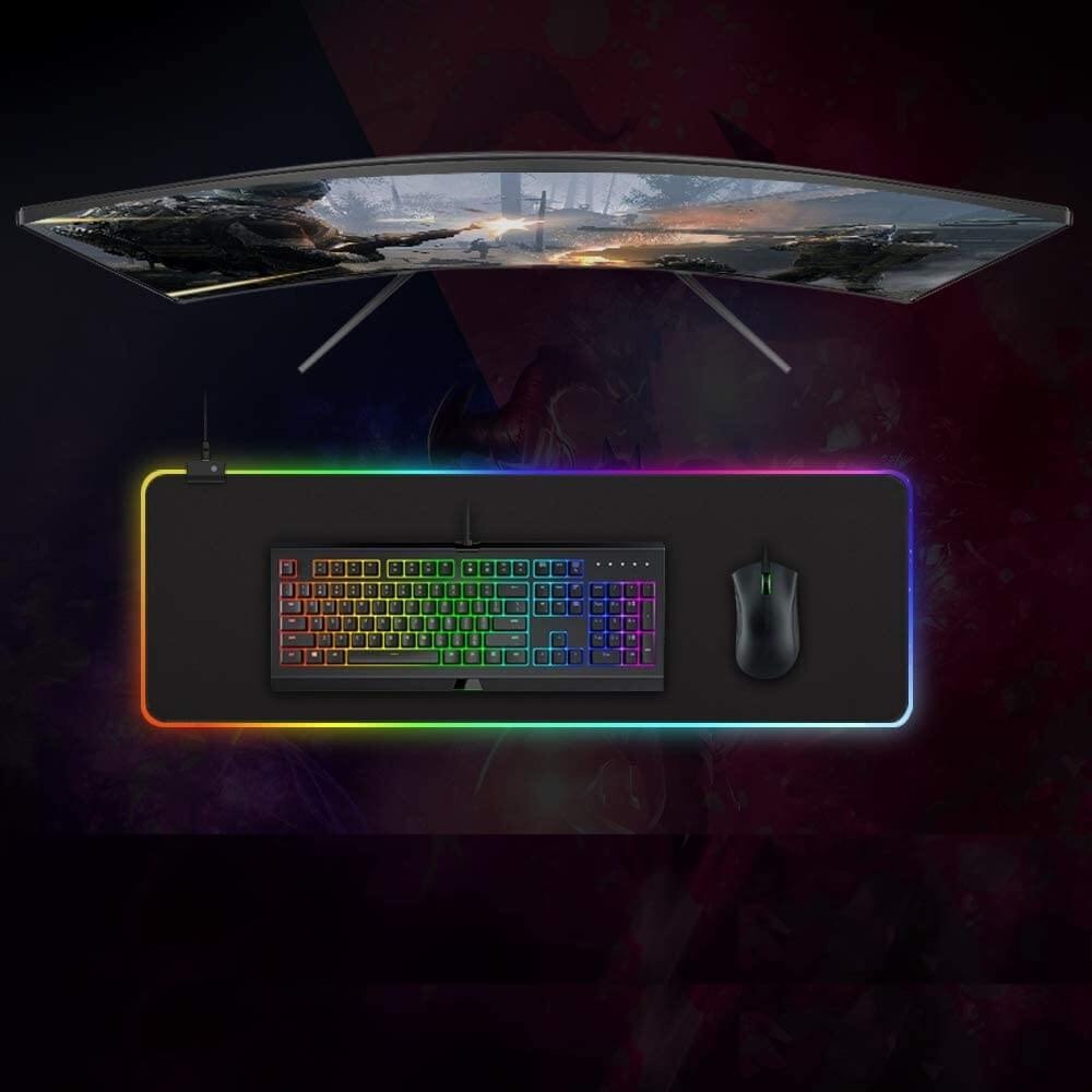 Mousepad Gamer com Borda Led RGB Tamanho Extra Grande (30 x 80cm)