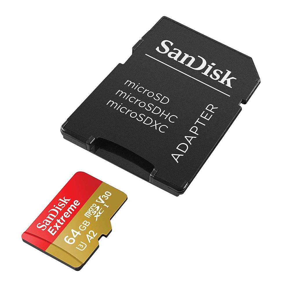 Cartão de Memória 64GB SanDisk MicroSD Extreme A2 C10 U3 V30 160MB/s