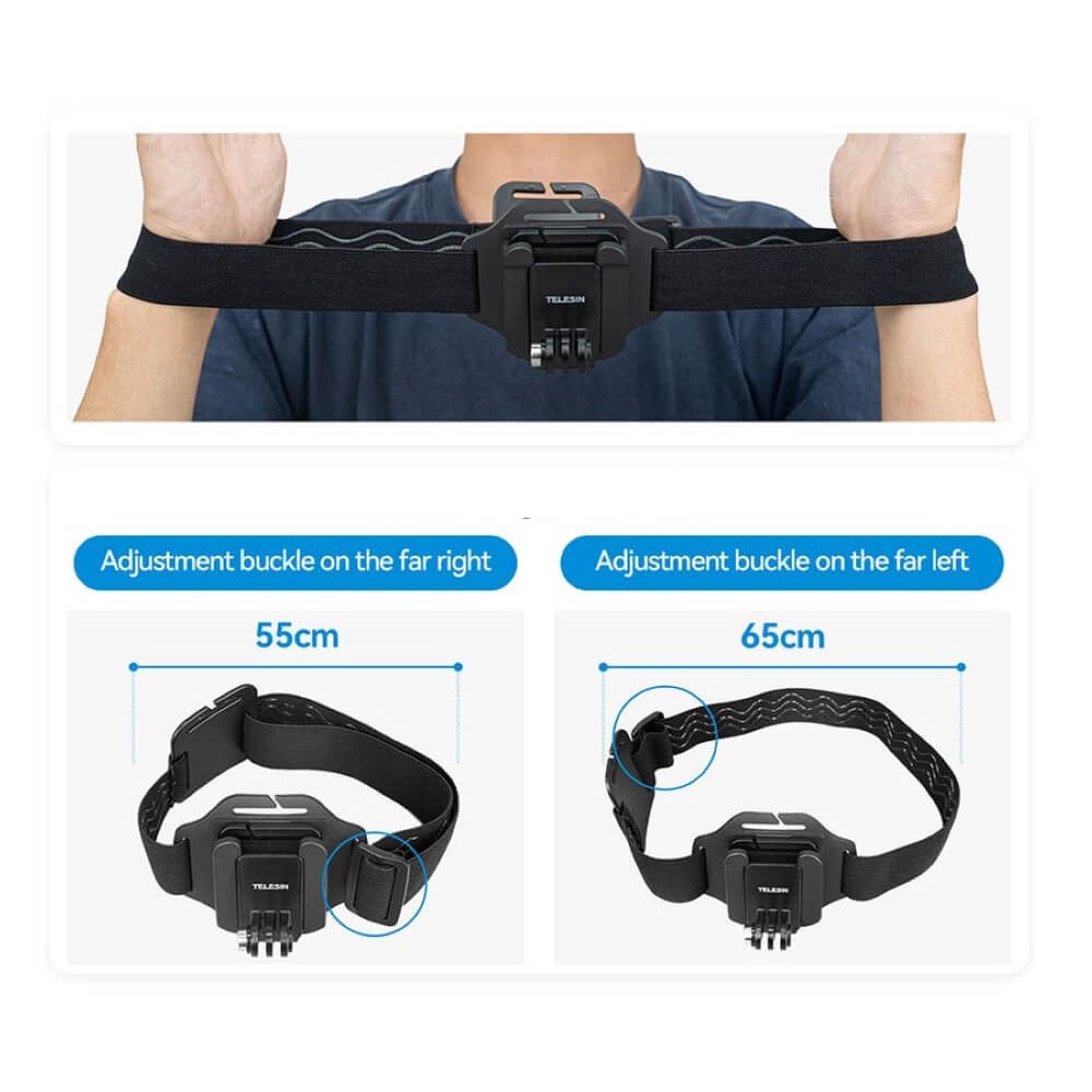 Suporte de Cabeça + Clip de Boné para GoPro - Telesin