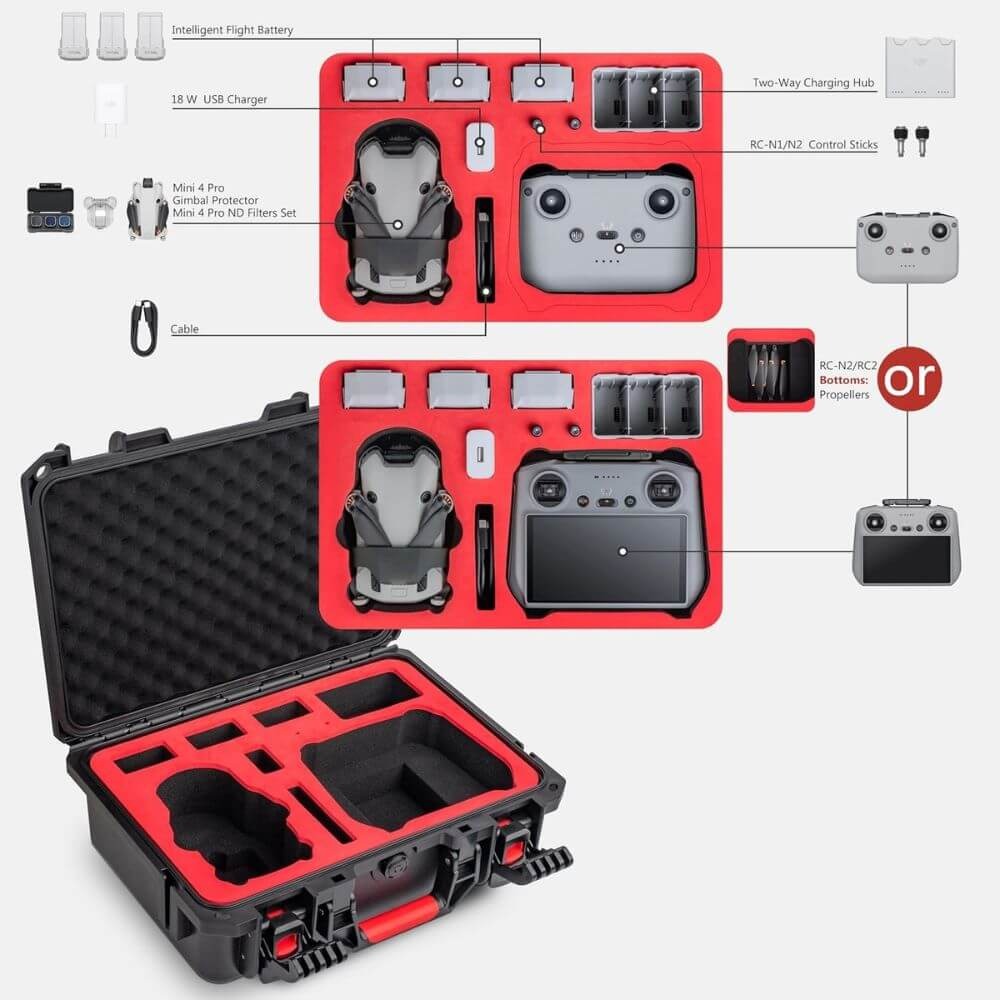 Maleta Estanque para DJI Mini 3 / 3 Pro / Mini 4 Pro Fly More Combo e Controle DJI RC/RC 2 / RC N1/N2 - StartRC