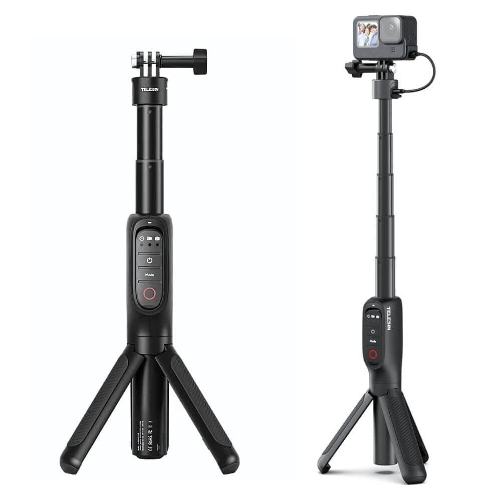 Bastão Extensor com Power Bank Integrado 5000mAh para GoPro - Telesin