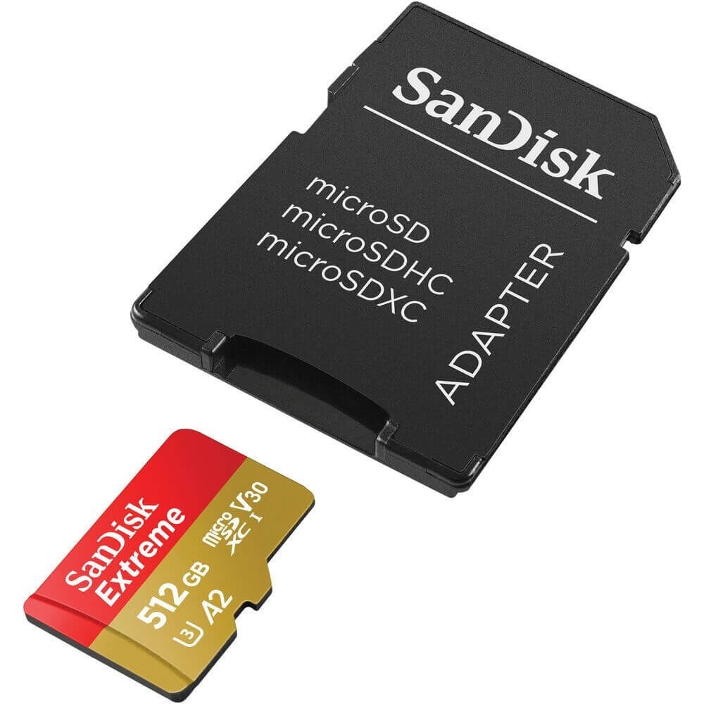 Cartão de Memória 512GB SanDisk Extreme MicroSDXC 190MB/s UHS-I V30 U3 A2