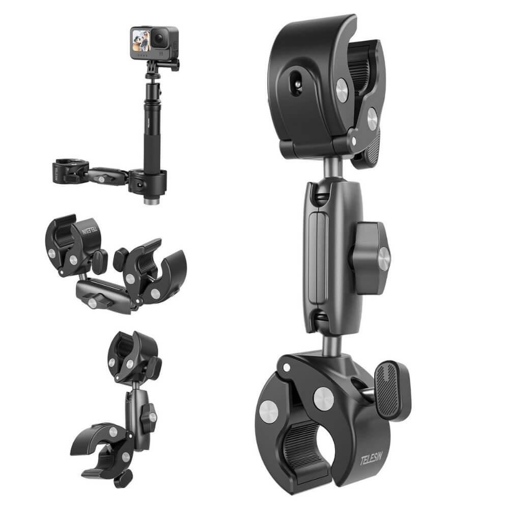 Suporte Garra Dupla Articulável para GoPro e Similares - Telesin
