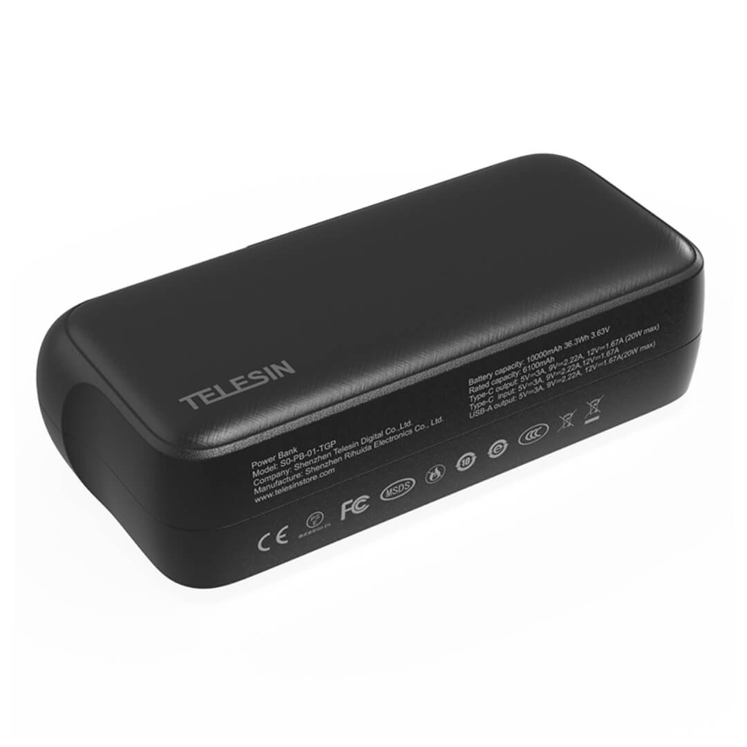 Carregador Power Bank 10000mAh para GoPro Hero 13 Black - Telesin Carregador Power Bank 10000mAh para GoPro Hero 13 Black - Telesin