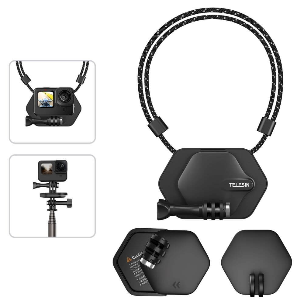 Suporte para Pescoço com Encaixe Magnético para GoPro - Telesin (Kit)