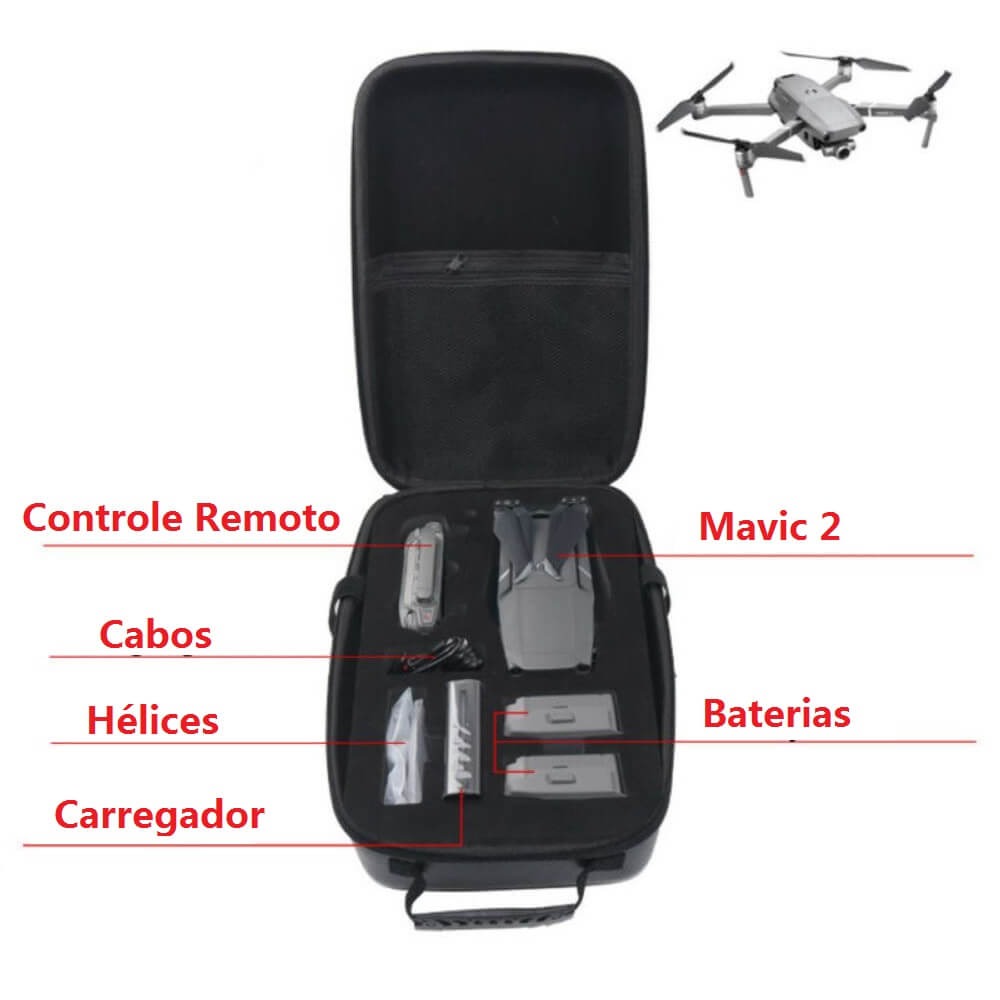 Mochila para Drone DJI Mavic 2 Pro e Mavic 2 Zoom - Cor Preto