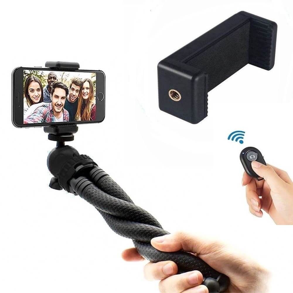 Tripé Articulado para Celular e Câmeras com Controle Disparador Bluetooth
